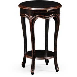 French Small Round Lamp Table Black