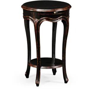 French Small Round Lamp Table Black