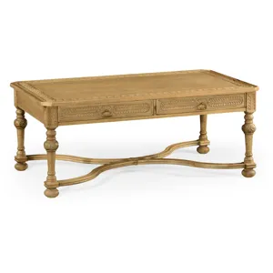 Natural Oak Chip Carved Rectangular Coffee Table