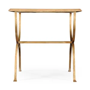 Ã‰glomisÃ© & Gilded Iron Square Side Table