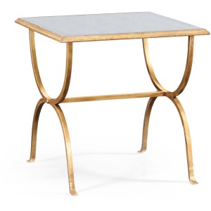 Églomisé & Gilded Iron Square Side Table