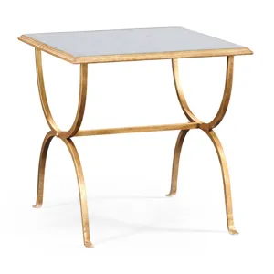 Ã‰glomisÃ© & Gilded Iron Square Side Table