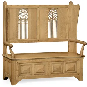 Gothic Style Dark Oak Settle With Storage