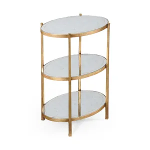 Ã‰glomisÃ© & Gilded Iron Three-Tier Table (Large)
