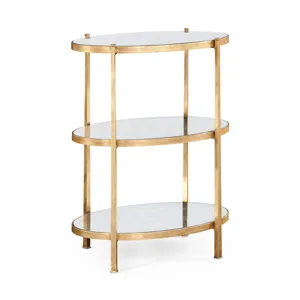 Ã‰glomisÃ© & Gilded Iron Three-Tier Table (Large)