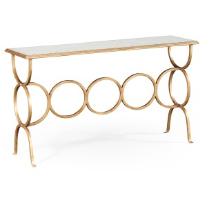 Eglomise Gilded Iron Circles Console