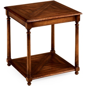 Square Parquet Topped Side Table With Undertier
