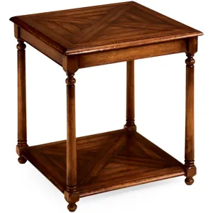 Square Parquet Topped Side Table With Undertier