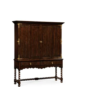 Linenfold Dark Oak Tv Cabinet With Open Base