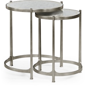 Eglomise Silver Iron Round Nest Of Two Tables