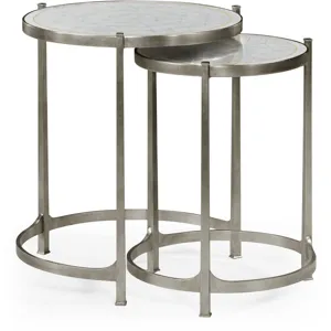 Eglomise Silver Iron Round Nest Of Two Tables