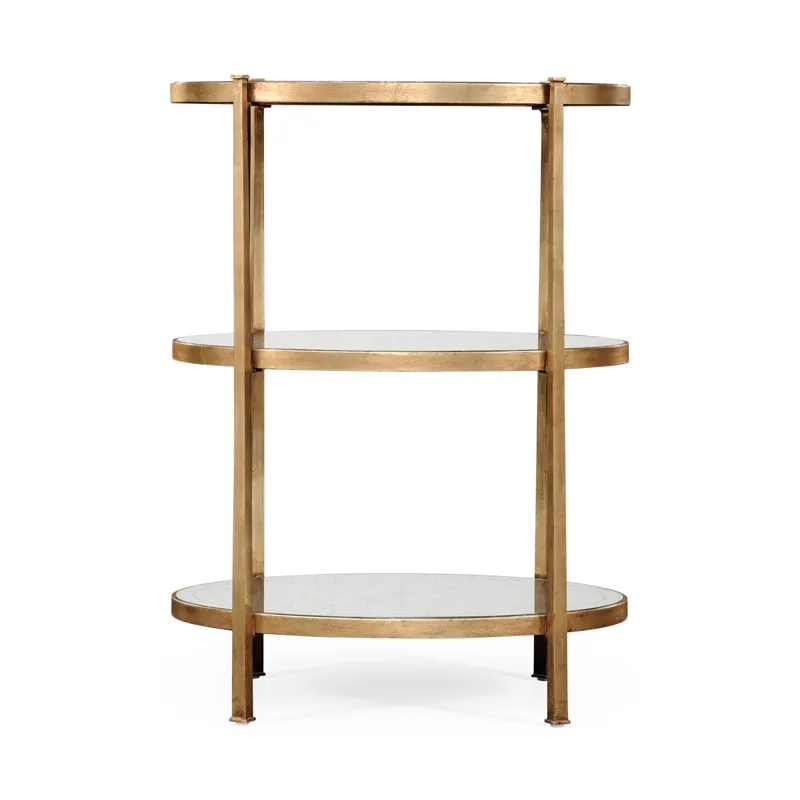 Ã‰glomisÃ© & Gilded Iron Three-Tier Table (Large)