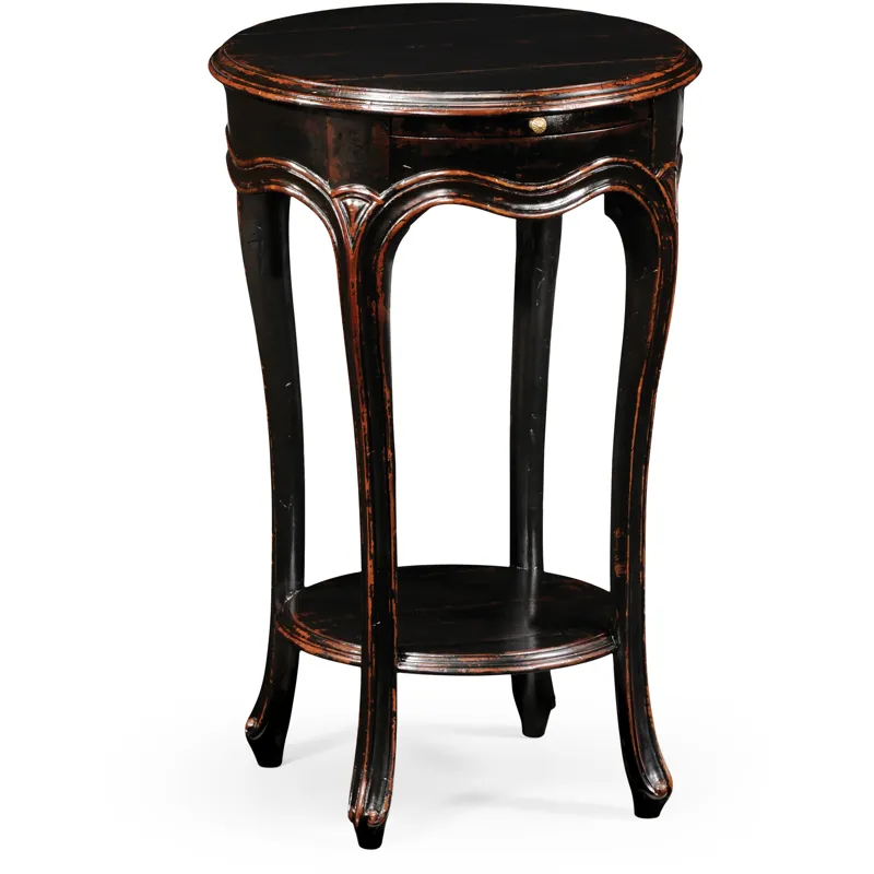 French Small Round Lamp Table Black