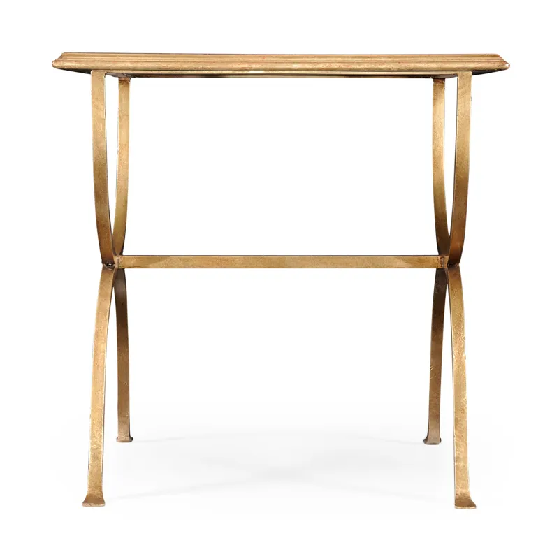 Ã‰glomisÃ© & Gilded Iron Square Side Table