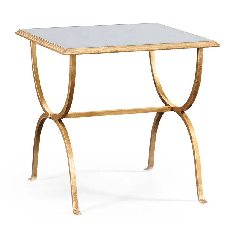 Ã‰glomisÃ© & Gilded Iron Square Side Table