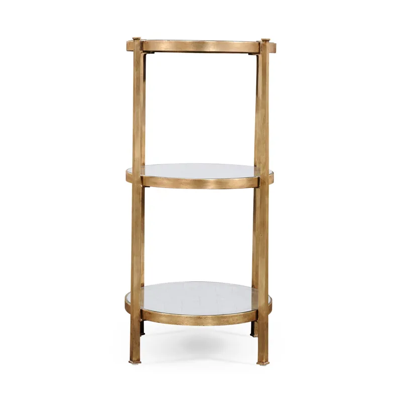 Ã‰glomisÃ© & Gilded Iron Three-Tier Table (Large)