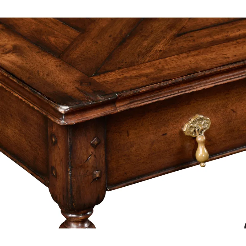Rectangular Parquet Side Table with Drawer