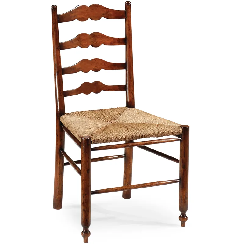 Ladder Back Country Chair With Rushed Seat