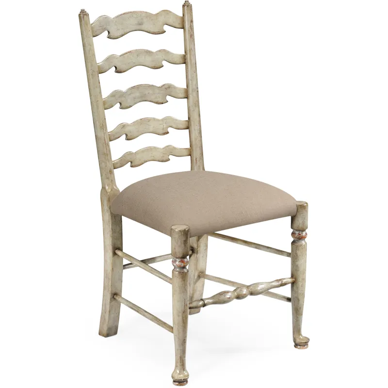 Grey Painted Ladder Back Chair Side