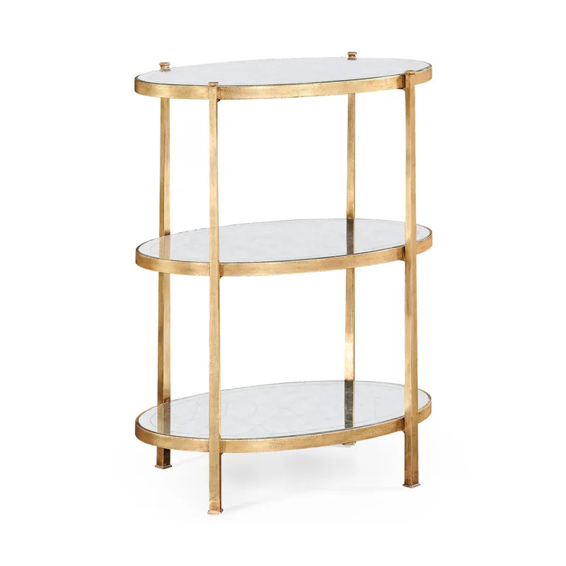 Ã‰glomisÃ© & Gilded Iron Three-Tier Table (Large)