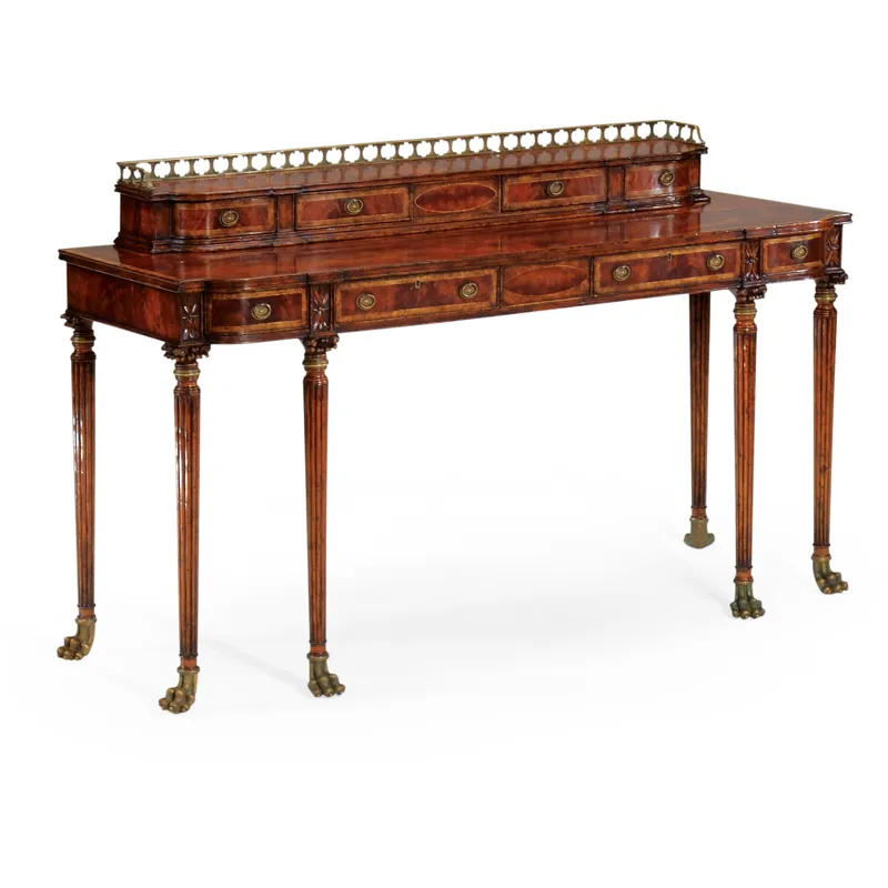Buffet Or Serving Table With Brass Gallery Mahogany