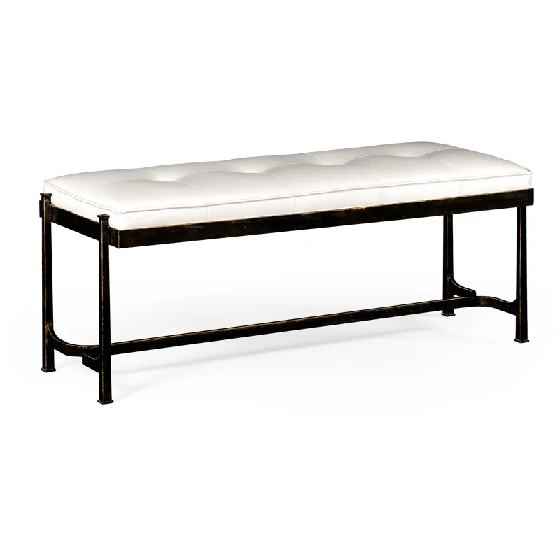 Bronze Iron Leather Bench