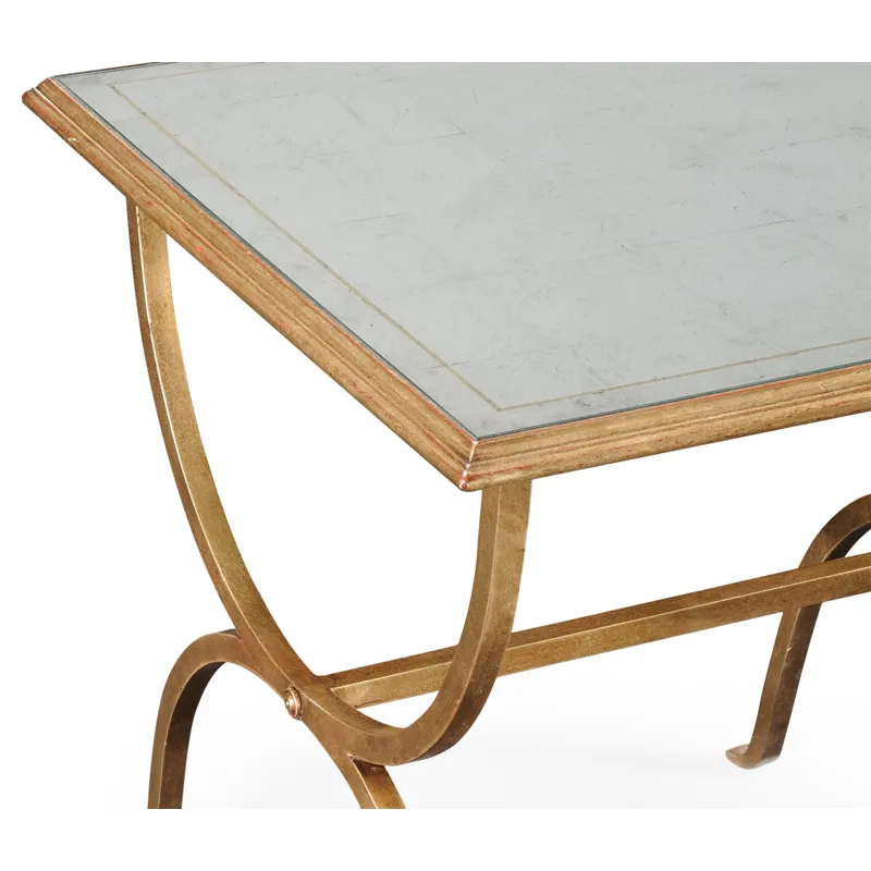 Ã‰glomisÃ© & Gilded Iron Square Side Table