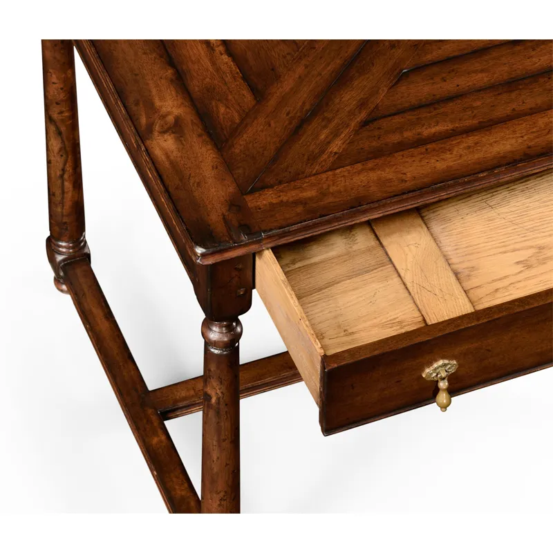 Rectangular Parquet Side Table with Drawer