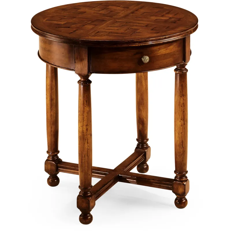 Round Parquet Topped Side Table