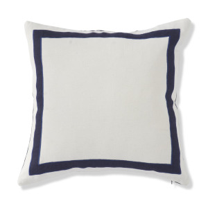20" Square Natural Italian Linen Pillow w/Navy Border