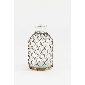6.5" Glass Bottle w/ Wire Mesh Netting