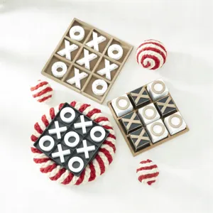 13.75" Black &amp; White Wooden Tic Tac Toe Board