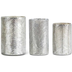 Set of 3 Mercury Glass Vases with Herringbone Pattern (Grad. Sizes)