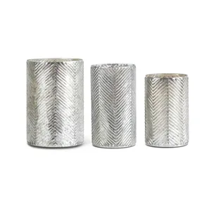 Set of 3 Mercury Glass Vases with Herringbone Pattern (Grad. Sizes)