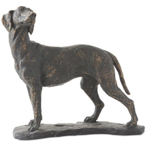 11" Resin Patina Standing Dog on Black Base