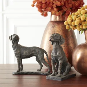 11" Resin Patina Standing Dog on Black Base