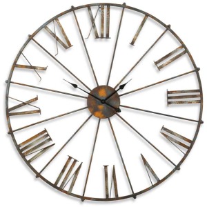 38.5 Inch Rustic Metal Open Faced Wall Clock