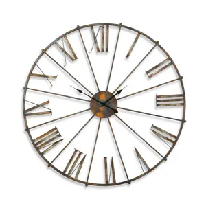 38.5 Inch Rustic Metal Open Faced Wall Clock