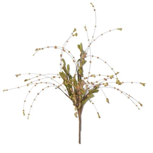 25" Brown Bead Bud Spray w/Foliage