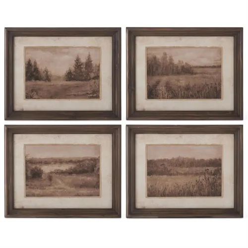 Assorted 19.75" Dark Fir Wood Framed Naturescape Prints (4 Styles)