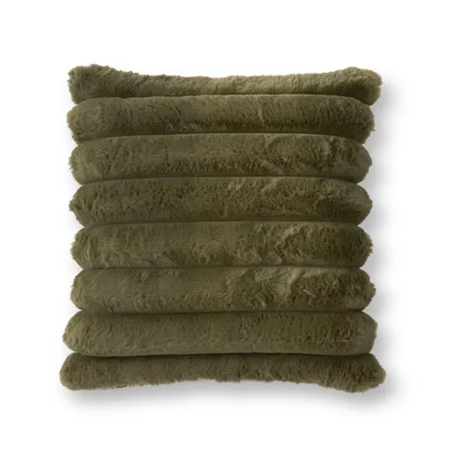 18" Dark Green Vegan Fur Pillow