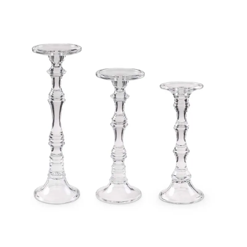 Glass Candle Holders - Set of 3