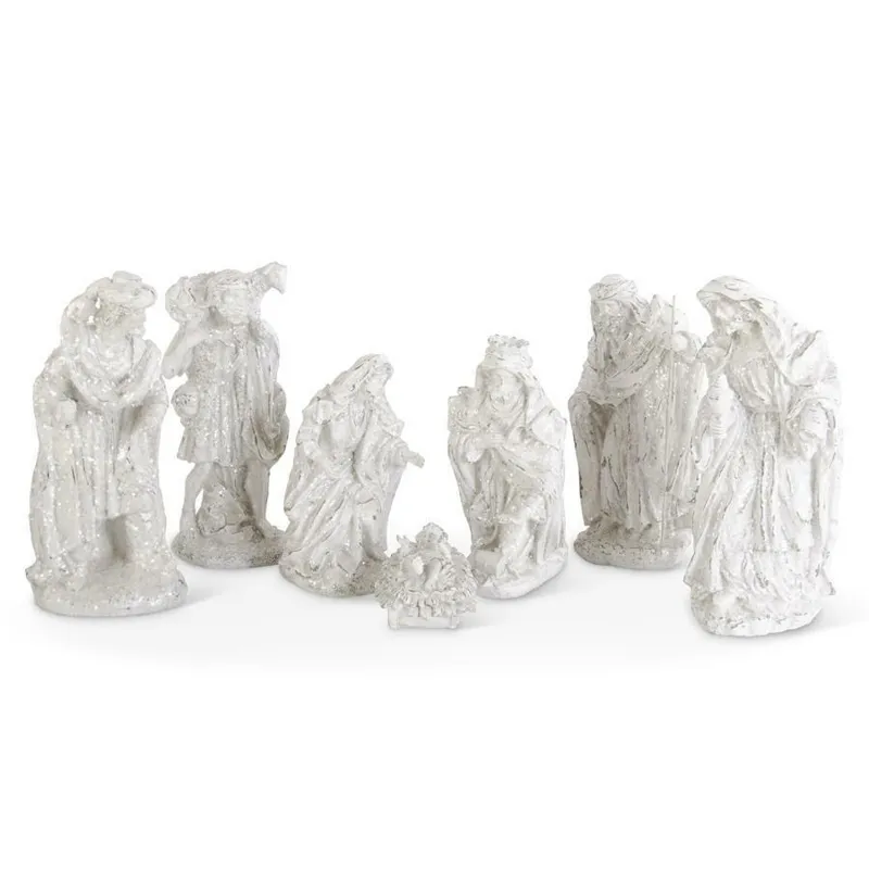 15" Tabletop White Nativity - Set of 7