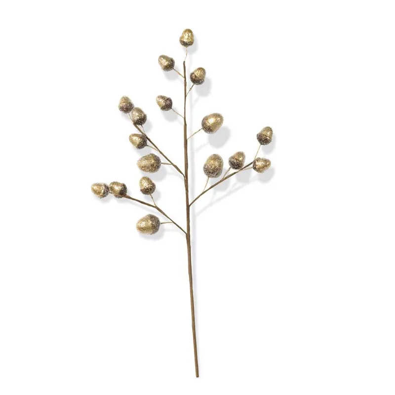 24" Champagne Beaded Acorn Spray