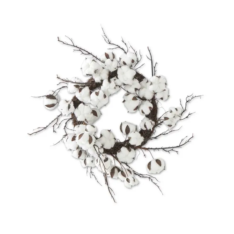 30" Large Pod Cotton Wreath