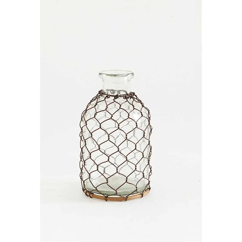 6.5" Glass Bottle w/ Wire Mesh Netting