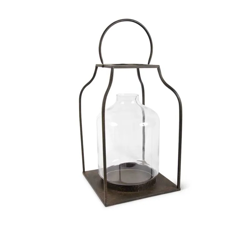 27" Lantern w/Bronze Finish & Glass