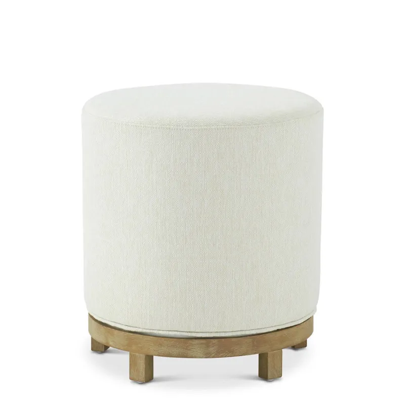 Zeus Pearl Swivel Stool w/Coastal Wood Base