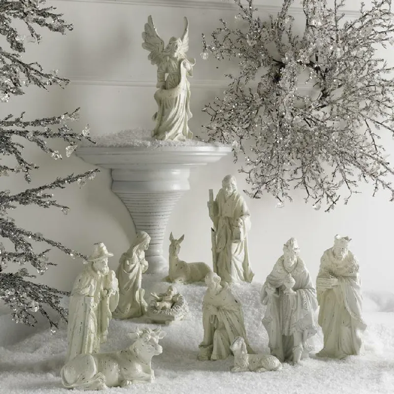 15" Tabletop White Nativity - Set of 7