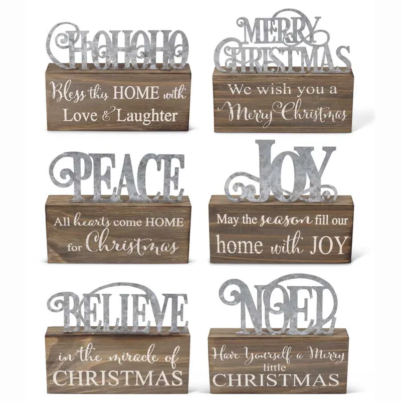 Assorted Barnwood Brick Tabletops With Tin Cutout on Top (6 Styles)
